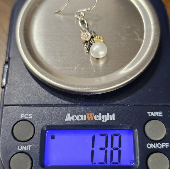 PZ Israel 925 Silver with Blue Topaz and Freshwater Pearls Drop Earrings - Picture 15 of 15